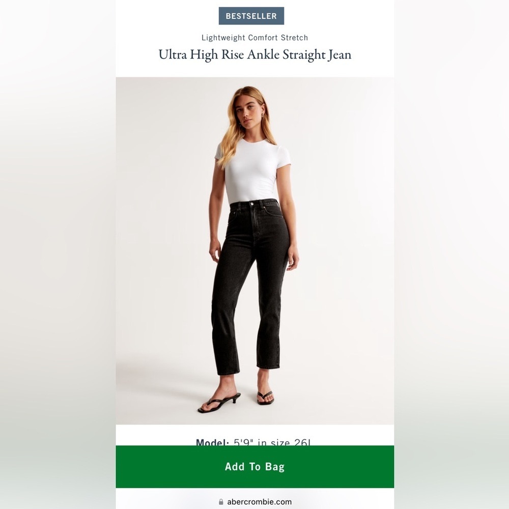 Abercrombie Ultra high rise ankle straight